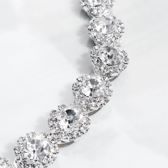 Crystal Bridal Headband Silver Wedding Hair Jewelry for Brides and Bridesmaids